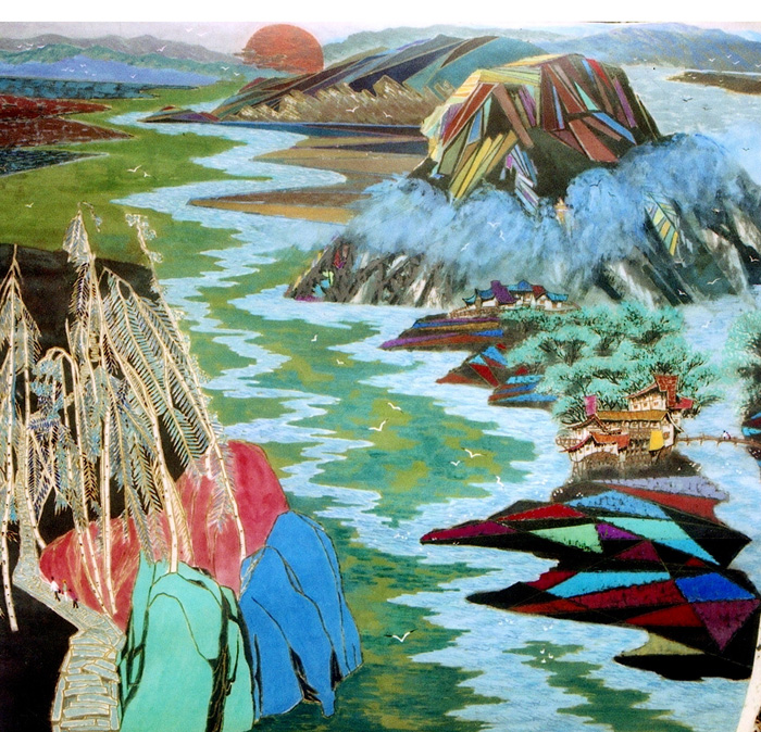 Lei Feng – Green Mountains and Blue Waters Reflect Purple Mist